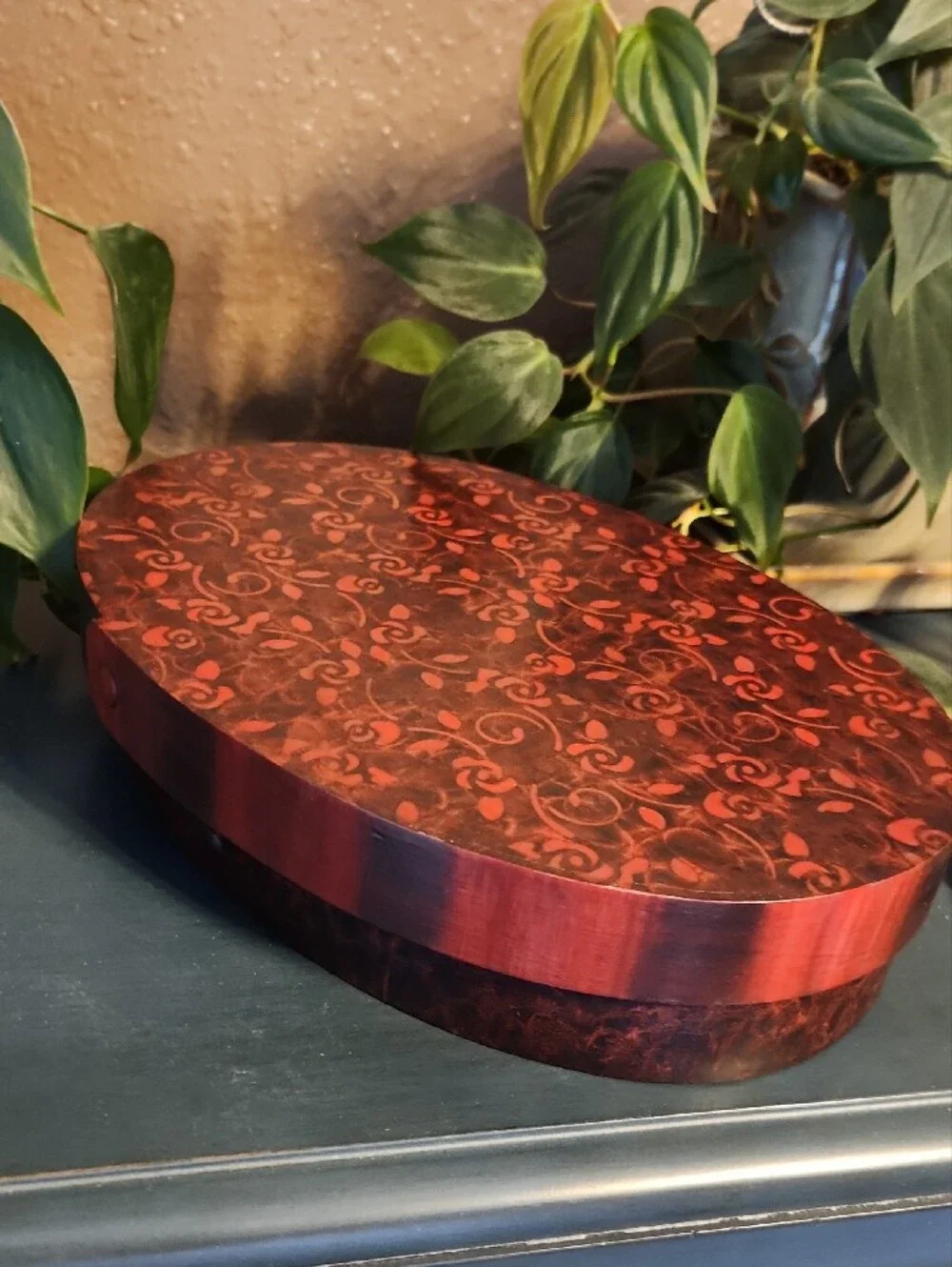 Shaker Style Grain Painting Oval Box Signed By Artist EUC